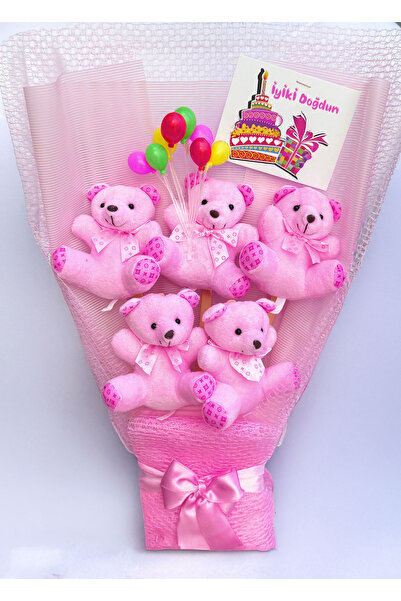 lenostra Dogum Gunu Hediye Sevgiliye Kız Kardeşe Ayıcık Buketi Dogumgunu Pemb...