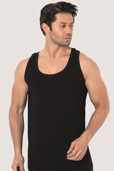 Arma Yıldız 6 Pack Black Men's Singlet 100% Cotton Combed Cotton, Breathable Underwear