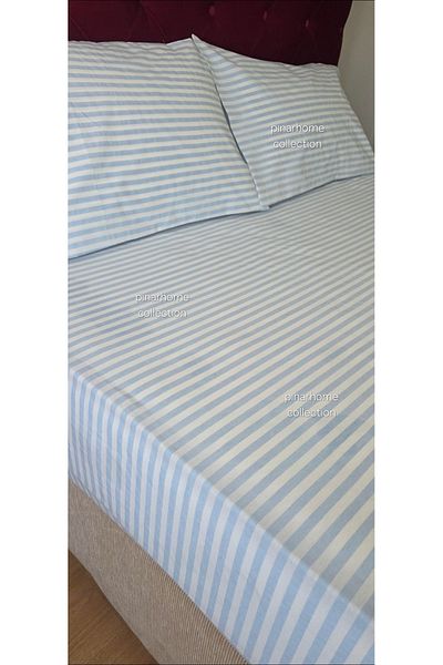 pınarhome collectıon Line Woven Fabric - Fitted Sheet and Pillowcase with Cover (Earthquake Sectional)