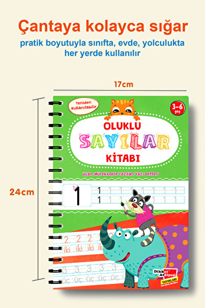 Dikkat Atölyesi Yayınları Sayıları Yazmayı Kolayca Öğreten Kitap | Sihirli Uçan Kalemli Oluklu (kabartmalı) Sayılar Kitabı