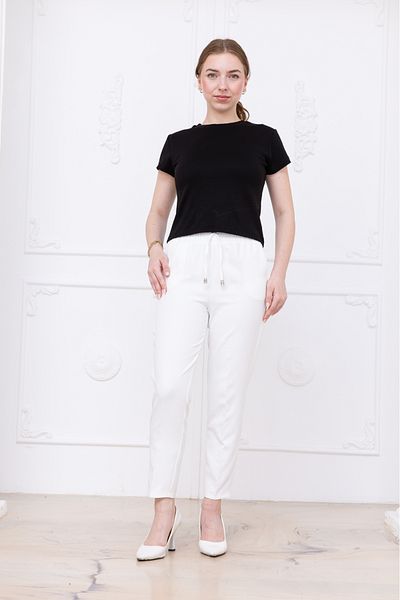 MyRia Women's Elastic Waist Rope Detailed Narrow Leg Trousers