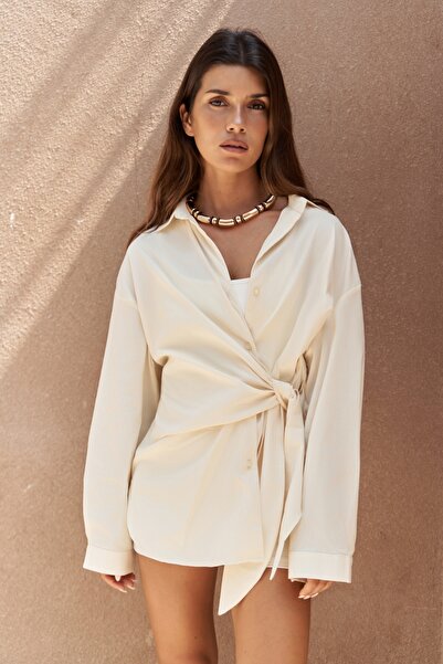 BOHEMAİ Κίτρινο πουκάμισο με κορδόνια