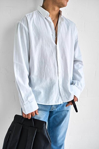 ablukaonline Ανδρικό πουκάμισο Relax Fit Άνετο λεπτό λευκό