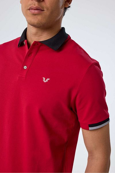 bilcee Men's Burgundy Cotton Polo Collar Short Sleeve T-Shirt 9710