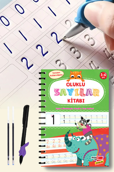 Dikkat Atölyesi Yayınları Sayıları Yazmayı Kolayca Öğreten Kitap | Sihirli Uçan Kalemli Oluklu (kabartmalı) Sayılar Kitabı