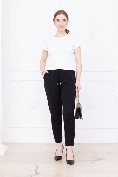 MyRia Women's Elastic Waist Rope Detailed Narrow Leg Trousers