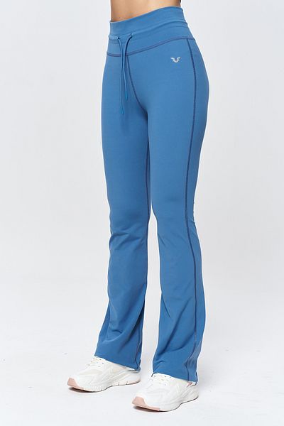 bilcee Women's Blue High Waist Flare Soft Textured Leggings Pants 9909