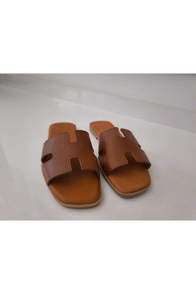 Herayakkabi Women's Leather Slippers Non-Slip Sole Soft Wearable
