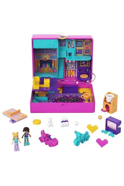 mattel Polly Pocket Game Salon Playset, Polly and Shani Figures, Accessories