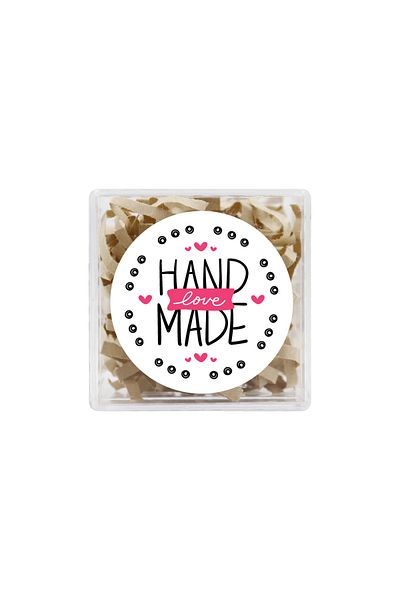 reprodesign Hand Made Love Printed 4 Cm Round Sticker 24 Pieces
