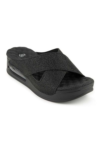 Muya Fly Anatomical Air Max Sole Heel Spur Women's Slippers Black Patterned