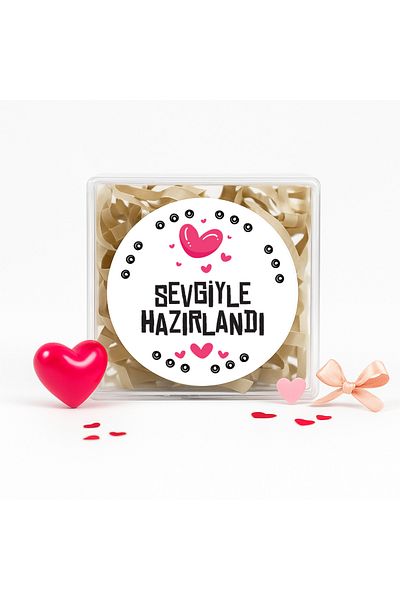reprodesign Crafted with Love Printed 4 Cm Round Sticker 24 Pieces
