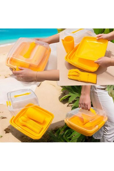 amaç yaşam ve ambalaj Aim Life Family Picnic Set of 32 Yellow and Black Colors