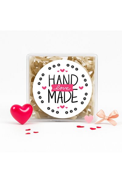 reprodesign Hand Made Love Printed 4 Cm Round Sticker 24 Pieces
