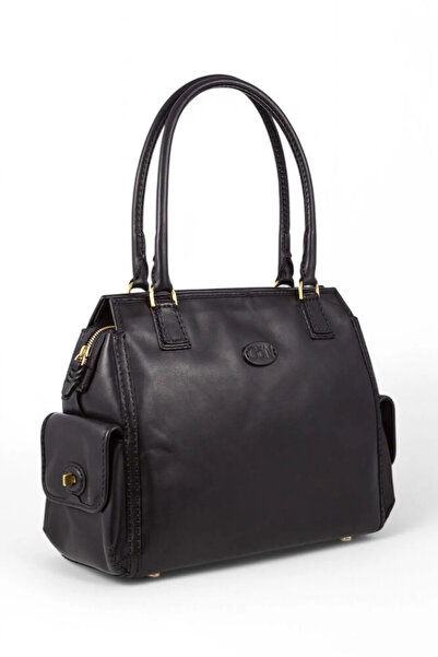 GÖN Women's Handmade (Handmade) Zipper Closure Genuine Leather Hand and Shoulder Bag Ertica