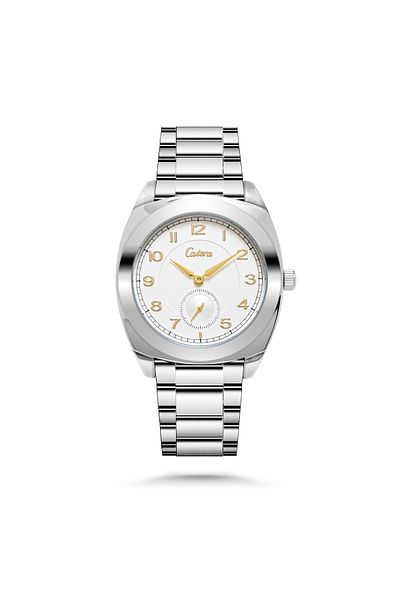 catera Men's steel watch with yellow numbers