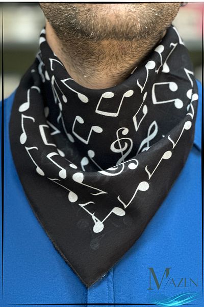 MAZEN Black and White Music Patterned Musical Note Bandana – Rhythm Your Style 50X50