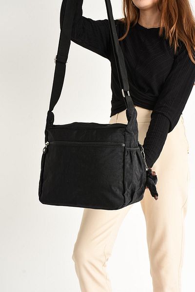 DUOMİNO Geantă de umăr Crinkle Clinker neagră - Poștaș / Crossbody / Multi-buzunare