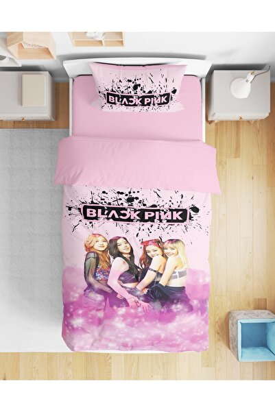 Erays Home Set de lenjerie de pat pentru fetiță, cu imprimeu digital 3d, negru, roz