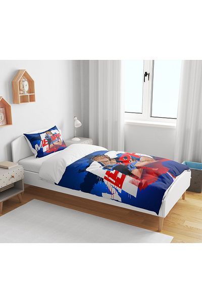 Erays Home Set de lenjerie de pat pentru bărbați și copii mici cu imprimeu 3D Mbappé