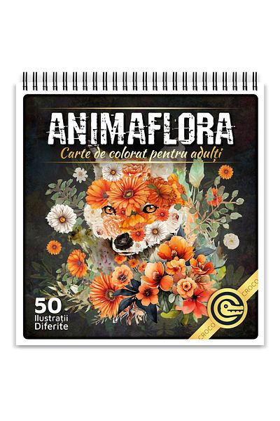 OEM Adult Coloring Book, Animaflora, 50 Anti-Stress Illustrations with Animals and Flowers