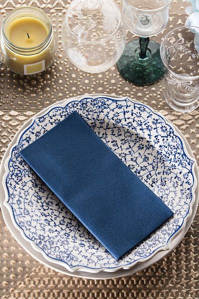 NapkinStore 50 Pieces Airlaid (Navy Blue) Fabric Textured Napkin 40*40 1/4 Fold
