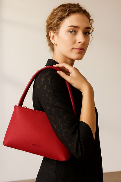 PAFTALI DERİ Women's Basic Single Handle Zippered Baguette Hand and Shoulder Bag, 27X15X7 cm