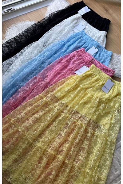 MODAGK Tulle Detailed Design Skirt-White