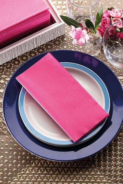 NapkinStore 50 Pieces Airlaid (Fuchsia) Fabric Textured Napkin 40*40 1/4 Fold