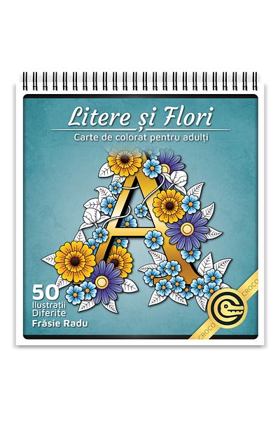 OEM Adult Coloring Book, Letters and Flowers, 52 Antistress Illustrations for Relaxation
