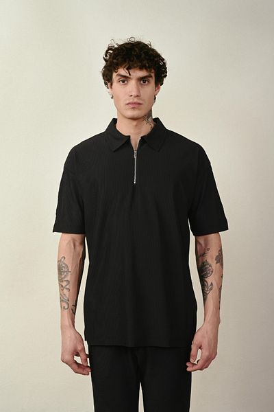 İLKCET MODA Ανδρικό μπλουζάκι Ottoman Oversize με φερμουάρ
