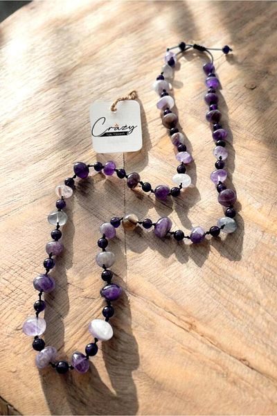 CRAZY TAKI TASARIM 70-80 Cm Long Unisex Genuine Amethyst Necklace