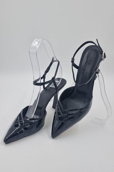 Odie Collection Women's Stylish Daily Patent Leather Pointed Toe Low-Cut Ankle Strap Stiletto