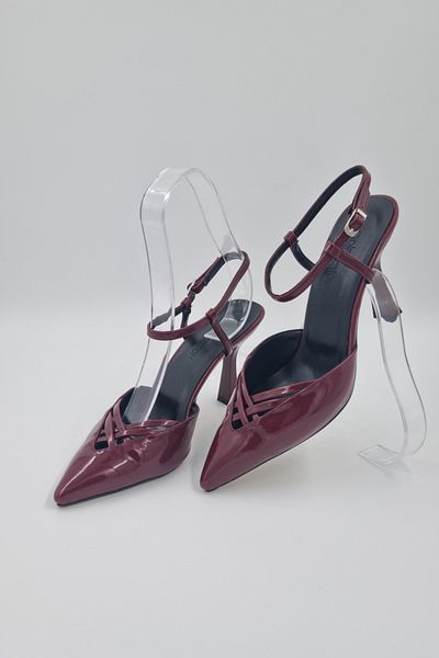 Odie Collection Women's Stylish Daily Patent Leather Pointed Toe Low-Cut Ankle Strap Stiletto