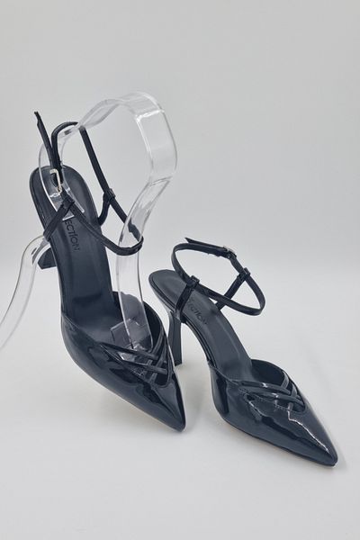 Odie Collection Women's Stylish Daily Patent Leather Pointed Toe Low-Cut Ankle Strap Stiletto