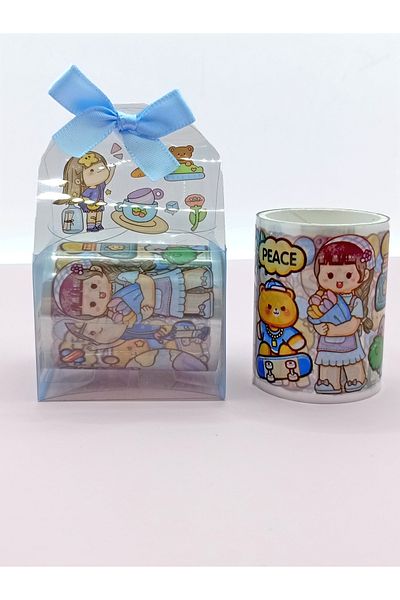 Limmy Fancy Girl Transparent Patterned Tape with Bow Bag - Blue