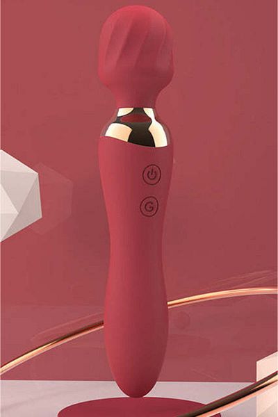 WildFashion Wand type vibrator with dual vibration function at both ends,, Red, TOY554-3
