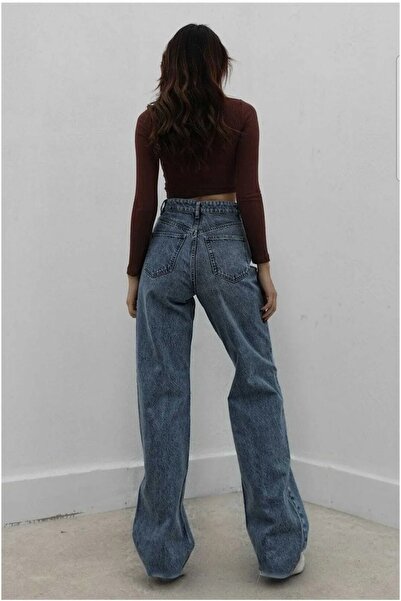 Trn JNS Meex Medium Snow Super High Waist 90's Power Lycra Colorfast Jeans Palazzo Pants