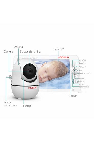 Loosafe Baby Monitor WIFI Loosafe SM70 PTZ, 7 inch HD