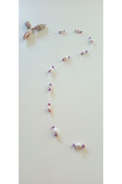 tutu tasarım alaçatı Hair Bead Purple Bead and Sea Shell Model
