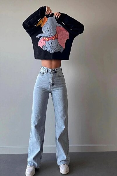 Trn JNS Meex Blue Outdoor Snow Washing Super High Waist 90's Power Lycra Colorfast Jeans Palazzo Pants
