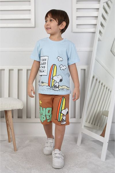 YUMİYUMM Boy's Snopy Printed Shorts Suit