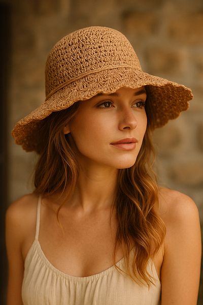 MYZİ STORE Сгъваема лятна сламена шапка за слънце с панделка (РЕГУЛИРУЕМ РАЗМЕР)