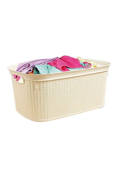 Üçsan Knit Design Rectangular Plastic Laundry Basket 36.6 x 56.6 x 25.5 cm