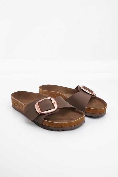 Blyss Women's Slippers Brown Nubuck Leather Skin Summer Single Buckle Adjustable Stylish Daily Slippers