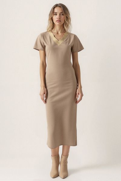 Vitrin Rochie Midi Casual cu Guler Dantela