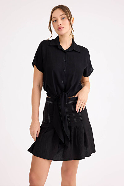 Vitrin Tie Waist Short Sleeve Casual Shirt