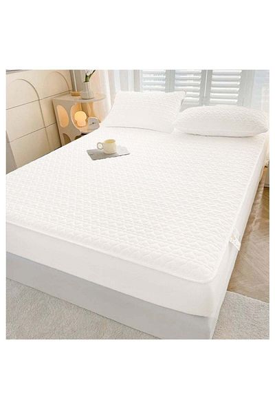 huitich Waterproof Fitted Bedding Topper Set 180 x 200 cm - White