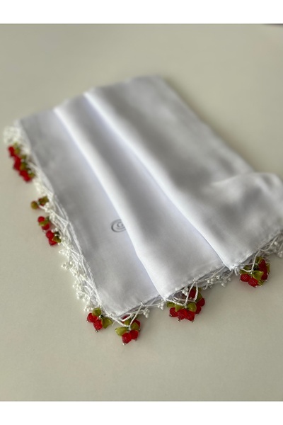 GÜNBATILI Χειροποίητο Κεράσι Κεντήματα Γραφής Μαργαριταρένιο Τυρόπανο χειροποίητο κεντήματα 100x100cm 4 άκρες κεντημένες