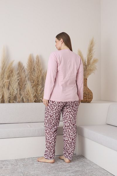 BSM Women's High Quality Battal Long Sleeve Casual Cotton Patterned Pajamas Set